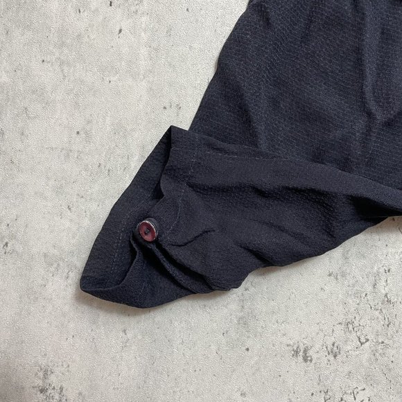 Eileen Fisher 100% Silk Button‎ Up Tunic Blouse Size Medium Black Shirt - Picture 3 of 8